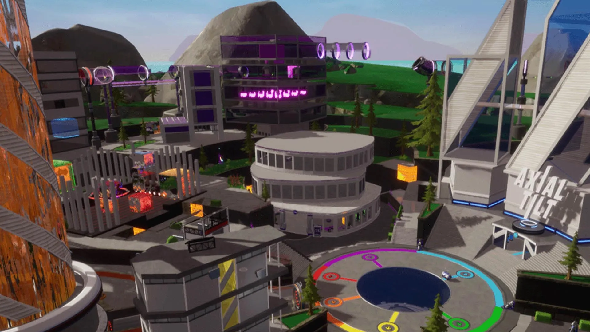 In-engine capture of the Axial Tilt project built for Fortnite/UEFN.
